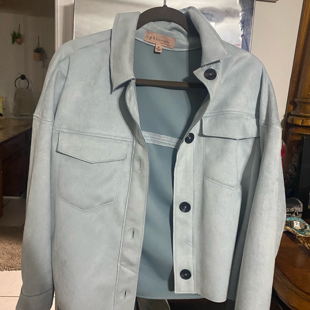 Baby blue suede jacket